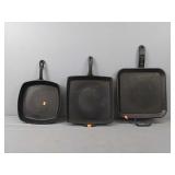 3x Cast Iron Griddles