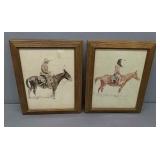 2x Vintage Frederic Remington Prints 19"