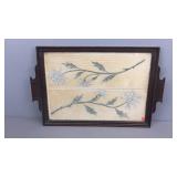 Painted Fabric Under Glass Wood Tray