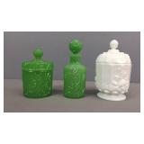 3x Vaseline And Milk Glass