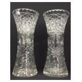 2x Tall Crystal Vases