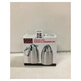 OGGI STAINLESS STEEL SUGAR AND CREAMER SET OGGI STAINLESS STEEL SUGAR AND CREAMER SET