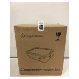 2 COMPARTMENT GLASS CONTAINER 3 PACK 2 COMPARTMENT GLASS CONTAINER 3 PACK