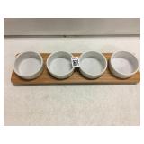 WODEEN TRAY W/ 4 BOWLS