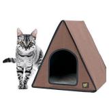 HEATED CAT HOUSE WITH FLEECE BEDINSERT PAD