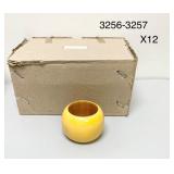 12PC MID YELLOW HAND PAINTED WOODEN NAPKIN RINGS