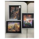 ASSORTED FRAMED HOLOGRAPHIC DRAGON PICTURES 3PCS