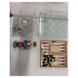 ASSORTED CHESSBOARDS W/ NUTCRACKER CANDLE