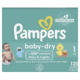 PAMPER BABY DRY SIZE 1 120 DIAPERS