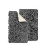 UTOPIA HOME SHAGGY BATH MATS X2 GREY