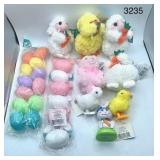 26Pc Easter Lot: 5 Assorted Plush, 18 Easter