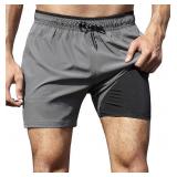 AMAZON ESSENTIALS GREY SWIM TRUNKS SIZE XXL