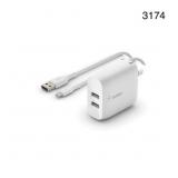 Belkin 24W Dual Port USB Wall Charger - Micro U