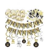 BLACK AND GOLD 20th BIRTHDAY DECORATIONS