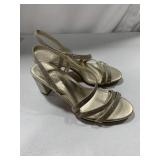 NATURALIZERHEELS GOLD STRAPY BEJEWELED HEELS