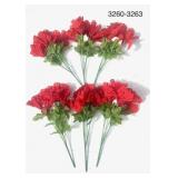 6-Pack Faux Flower Bunch - Red Peonies Hydrangeas