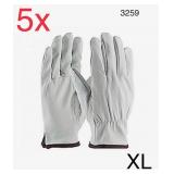 5/Pairs XL LEATHER DRIVER GLOVE, KEYSTONE THUMB,