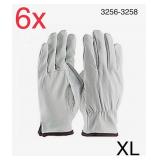 6/Pairs XL LEATHER DRIVER GLOVE, KEYSTONE THUMB,