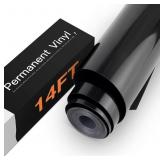 PERMANENT BLACK ADHESIVE VINYL ROLL 12IN X14FT