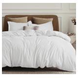 BEDSURE DUVET COVER SET PIN TUCK 104x90IN KING