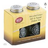 TABLECRAFT 4 OZ RECYCLED GREEN GLASS SALT AND TABLECRAFT 4 OZ RECYCLED GREEN GLASS SALT AND