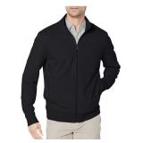 AMAZON ESSENTIALS MENS ZIP UP LARGE BLACK SWEATER