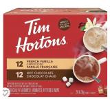 TIM HORTONS 24 PACTETS 12 FRENCH VANILLA 12 HOT