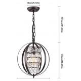 RETRO IRON CRYSTAL CHANDELIER GLOBE HANGING LAMP