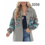 -SZ M WOMAN CORDUROY JACKET CASUAL PANEL BUTTON