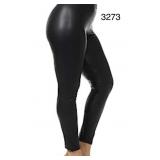 SZ M MCEDAR FAUX LEATHER LEGGINGS MATT BLACK