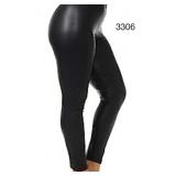 SZ M MCEDAR FAUX LEATHER LEGGINGS MATT BLACK