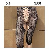 2PK LINGERIE CROTCHLESS STOCKING BLACK