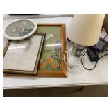 LOT ASSORTED ITEMS, LAMP, FRAMED PICTURE