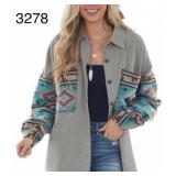 SZ M WOMAN CORDUROY JACKET CASUAL PANEL BUTTON