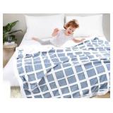 Queen Sherpa Blanket Winter Fleece Bed Checkered
