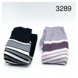 SZ L 2PK UNISEX SKI SOCKS PURPLE STIPED & BLACK