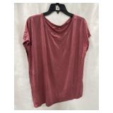 DAILY RITUAL WOMENS LIGHT RED SHORT SLEEVE SHIRT