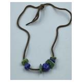 AU NATURAL BEADS ON LEATHER NECKLACE - LYON