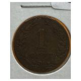 ANTIQUE NETHERLANDS 1880 1 CENT - VF