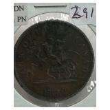 ANTIQUE UPPER CANADA 1852 PENNY - LOOKS