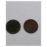 ANTIQUE  COINS FROM INDIA 2 PCS - VG