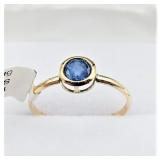 10KT. YELLOW GOLD 5MM NATURAL SAPPHIRE BEZEL