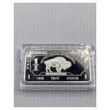 SILVER PLATED BUFFALO BULLION BAR - MINT