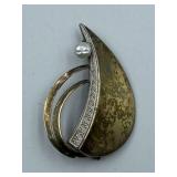 ART NOUVEAU SILVER HALLMARKED BROOCH WITH PEARL