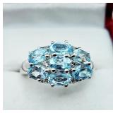 STERLING SILVER 5.9MM X 4.2MM NATURAL BLUE TOPAZ