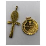 GEORGEOUS GOLD TONE PNDANT LOT 2 PCS  - LYONS