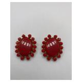 RAGING RED STATEMENT CLIP EARRINGS  - LYONS