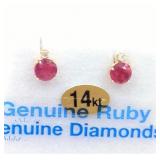 14KT YELLOW GOLD 3MM X 3MM NATURAL ENHANCED RUBY