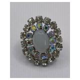 COSTUME CLEAR / WHITE RHINESTONE MARDIGRAS RING