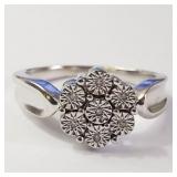 SILVER 7 DIAMONDS  RING (~SIZE 7)